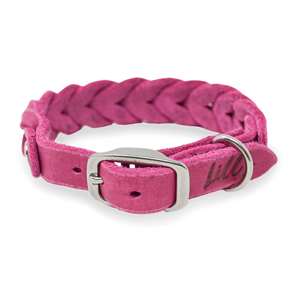 Hundehalsband aus Fettleder für kleine Hunde | Pink Berry