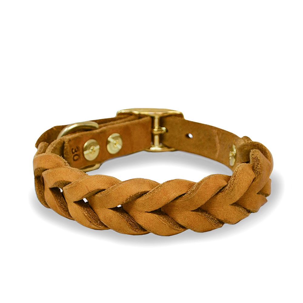 Hundehalsband aus Fettleder für kleine Hunde | Cognac